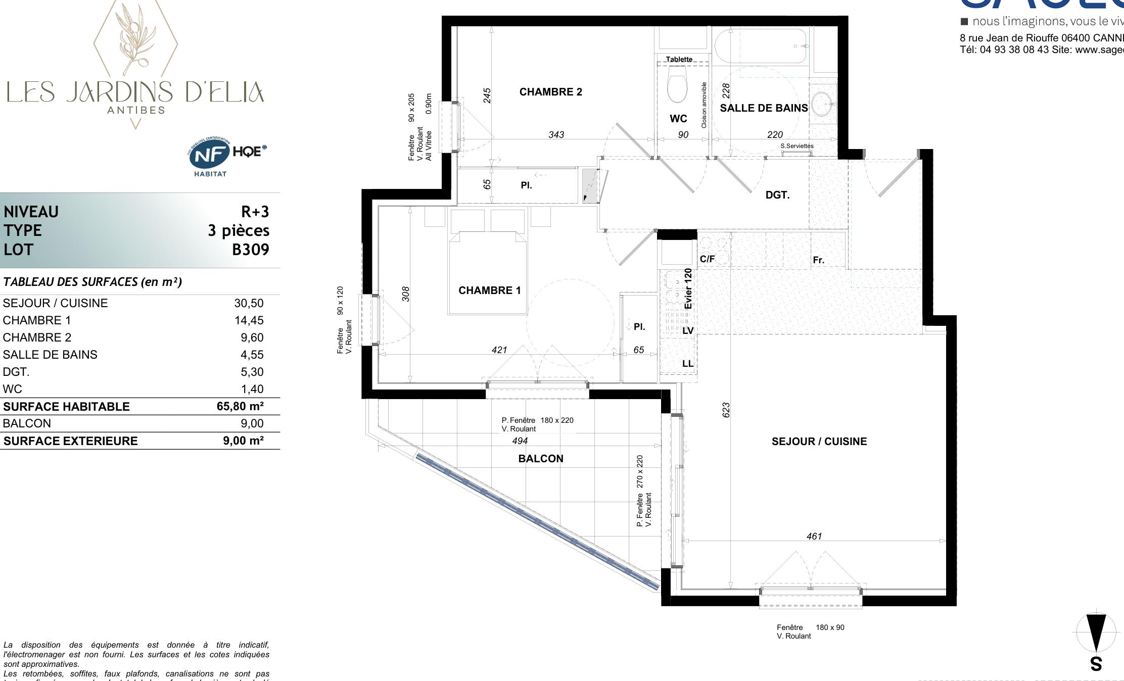 Appartement 3 pièces 66 m² · à Antibes · 66 m² · 433 000 €