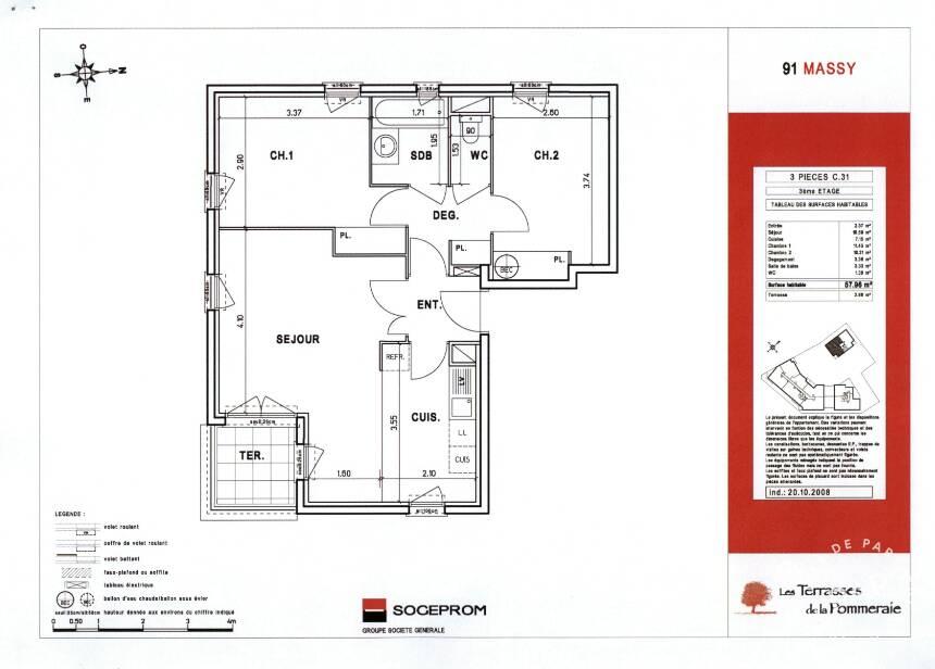Appartement 3 pièces 59 m² · à Massy · 58,9 m² · 265 000 €