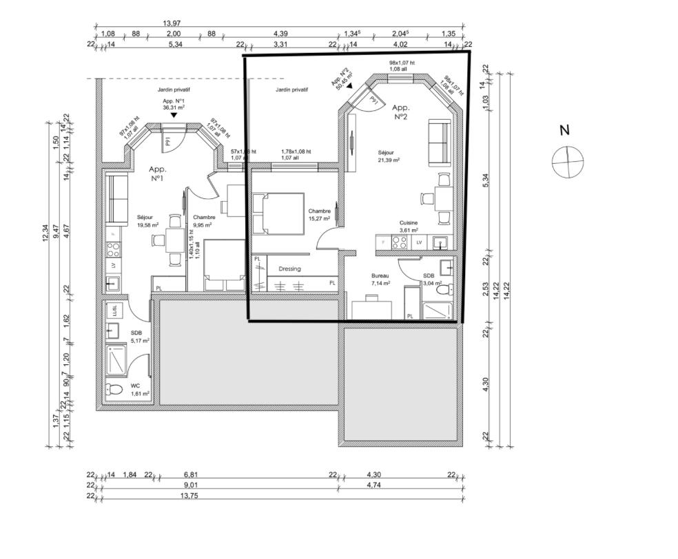 Appartement 3 pièces 54 m² · à Rouen · 53,7 m² · 119 400 €