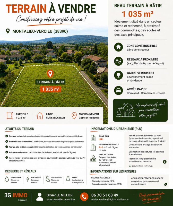Terrain constructible à Montalieu-Vercieu (38390)